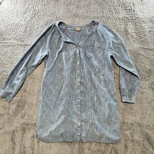 Women's J. Jill Blue Denim Chambray Style Dress Long Sleeve Size Medium